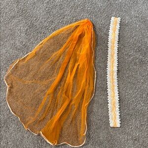 Orange Veil with bridal Lace belt